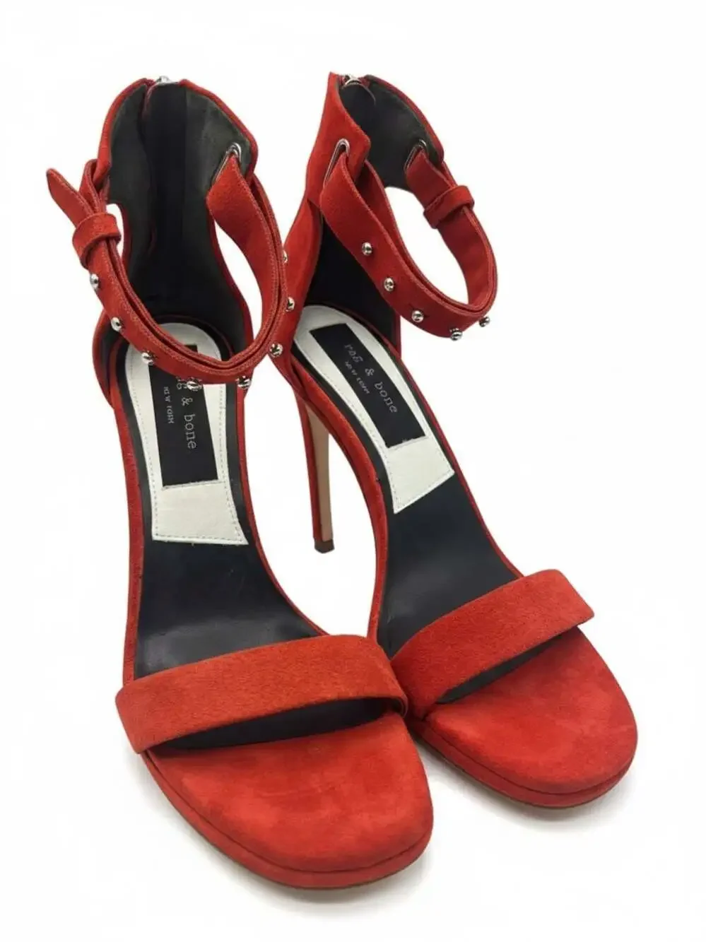 Rag and Bone Tamira Studded Ankle Suede Burnt Red Heels Size 38
